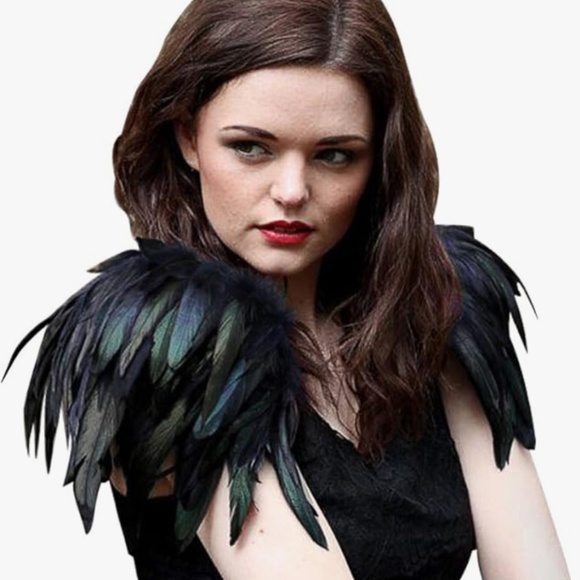 Black Feather Epaulets Shoulder Embellishment - Picture 1 of 8